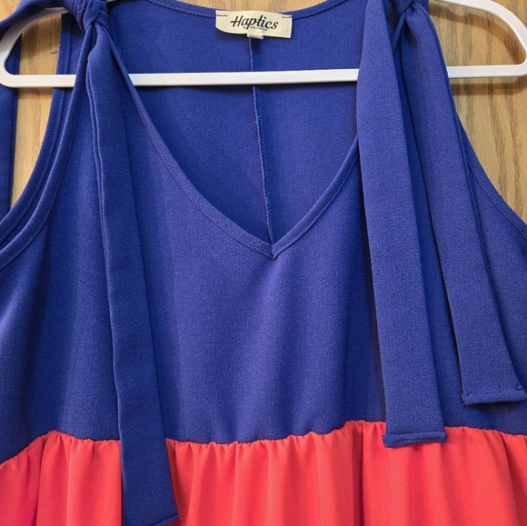 Very cute red, white, and blue flowy summer blouse. Worn once for 2 hours. - Picture 5 of 6